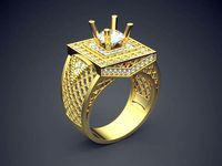 Extravagant Manly Engagement Ring With Diamonds | 3D