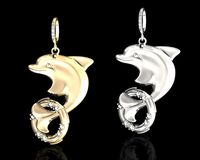 dolphin with lifebuoy pendant | 3D