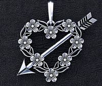 Heart pendant with flowers 367 | 3D