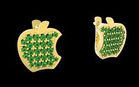 472 Apple Diamond Earrings | 3D