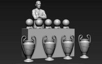 Cristiano Ronaldo with Throphies for 3D printing | 3D