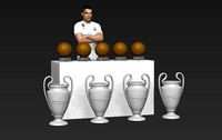 Cristiano Ronaldo with Throphies for full color 3D printing | 3D