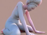 woman afro on knee | 3D