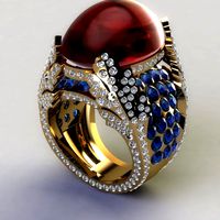 Oval stone ring | 3D