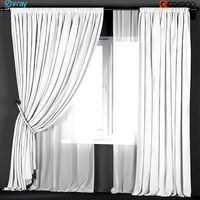 White curtains with a garter on a rope with white tulle