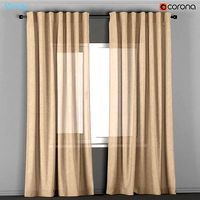 AINA beige transparent curtains from flax