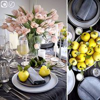 Table setting with pink tulips