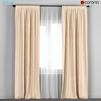 Light curtains of velor color champagne with tulle