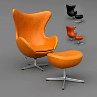 Leather Egg Chair Ottoman Arne Jacobsen Vray Corona PBR 2k 3 mat