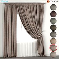 Curtains with a garter on a rope and tulle in eight dark colors