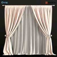 Beige curtains with a garter on the rope