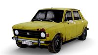 Yugo Zastava Old Rusty Car Low Poly