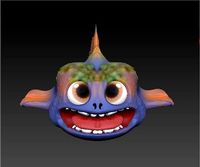 Cute funny cartoon fish OBJ