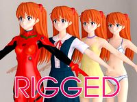 T pose rigged model of Asuka Langley Soryu anime girl