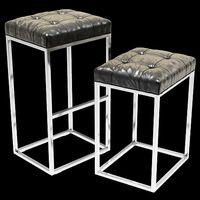 Restoration Hardware Reese Tufted Leather Stool