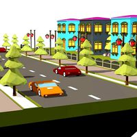 Cartoon City Low Poly Landscape