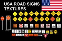 Road Signs Collection with Textures - US Signs Set - 50 Items