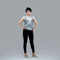 Casual Standing Long Haired Woman CWom0012-HD2-O01P06-S