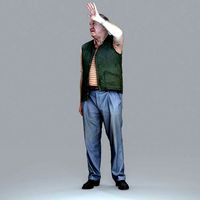 Elder Man Waving and  Wearing Green Vest CMan0009-HD2-O02P05-S
