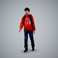 standing Casual Boy with Red Sweatshirt CBoy0004-HD2-O02P01-S