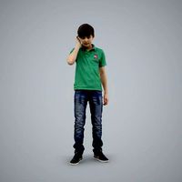 Boy with Green Polo T-Shirt on the Phone CBoy0004-HD2-O03P01-S