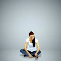 Casual Woman Sitting on the Floor CWom0311-HD2-O01P01-S