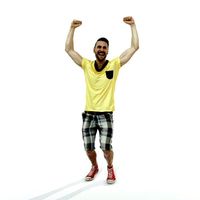 Cheering Happy Man Wearing Yellow T-Shirt CMan0316-HD2-O01P01-S