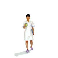 Standing Nurse Drinking Coffee Tea WWom0309-HD2-O01P01-S