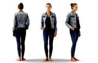 Ieva 05 Woman posed standing casual jeans hand in pockets
