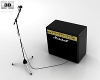 Microphone with Holder and Amp 3D Model