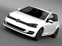 VW Golf TDI BlueMotion 3 door 2015 3D Model