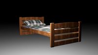 Wooden Bed Full 3D Model