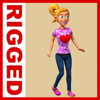 Girl Cartoon Rigged 03 3D Model