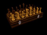 Antique Wooden Chess Board 3D Model