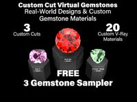 FREE 3 Gem Custom Cut Colored Gemstones and V-Ray Materials