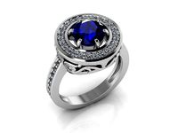 Ring with central gem 3D print model 6 x sizes | 3D