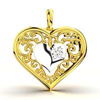 QUEEN HEART DIAMOND PENDANT | 3D