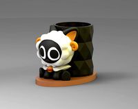 Twelve constellations Luo small black and white sheep pen holder | 3D