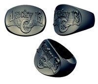 Lucky thirteen Motocycle bike Ring  | 3D