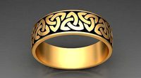 Celt Enamel Gold Wedding Ring | 3D