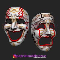 Comedy and Tragedy Theater Mask Set Costume Halloween Helmet | 3D