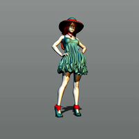 Charming girl in a wide-brimmed hat | 3D