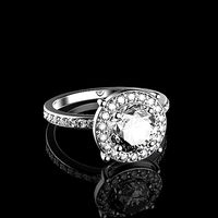 1ct Round Center Diamond Halo Ring | 3D