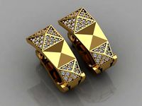 GC GOLD E008- Diamond Earring  | 3D
