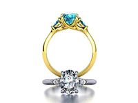 Three Stone ring with 9x7 Oval stone 3dmodel | 3D