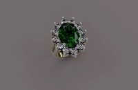 Oval ring with gemstone | 3D