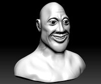 Stylized Rock Dwayne Johnson High Poly Head bust  | 3D