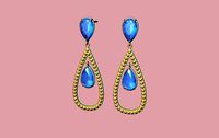 Beautiful earring with stone drop shape - brinco com pedra | 3D