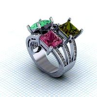 Ring 3 stones  | 3D