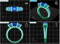 3 stone luxury ring  | 3D